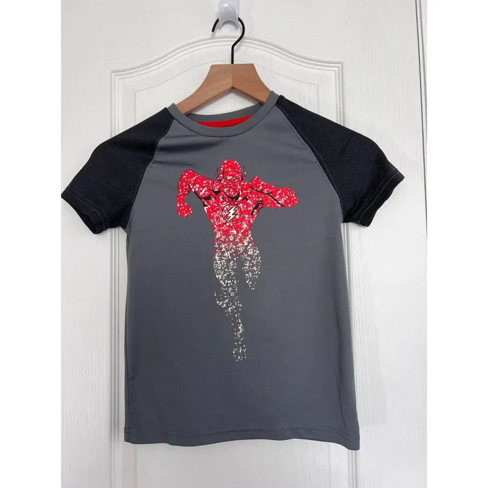 DC Comics The Flash T-Shirt Superhero Boys Red Gray Black Size S (6/7)
